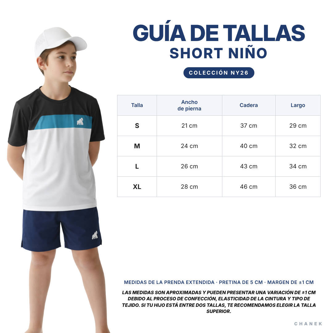 Guía de tallas niño · Colección Chanek NY26